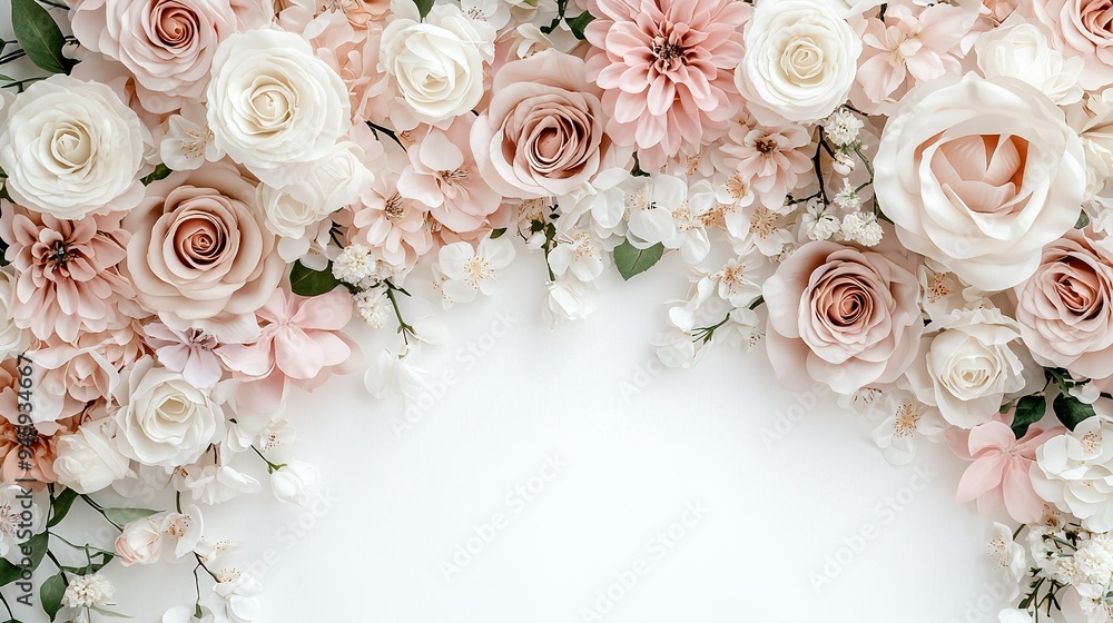 A close-up shot of a bouquet of flowers against a pure white backdrop, featuring space for either text or an accompanying image A close-up shot of a bouquet of flowers against a pure white backdrop, featuring space for either text or an accompanying image