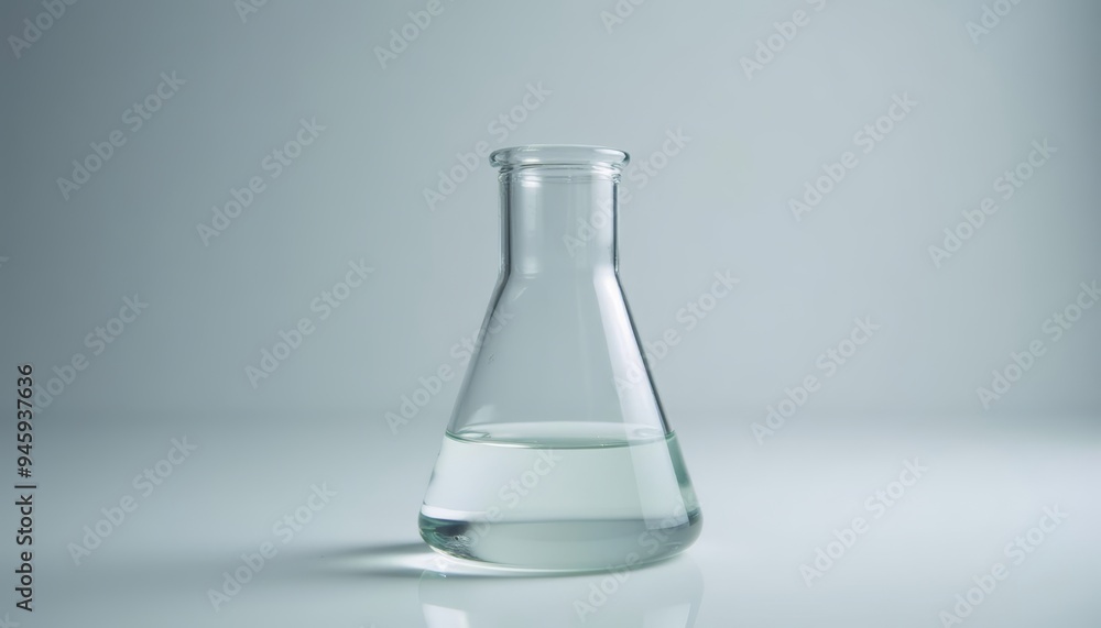 Clear glass beaker with water isolated on white