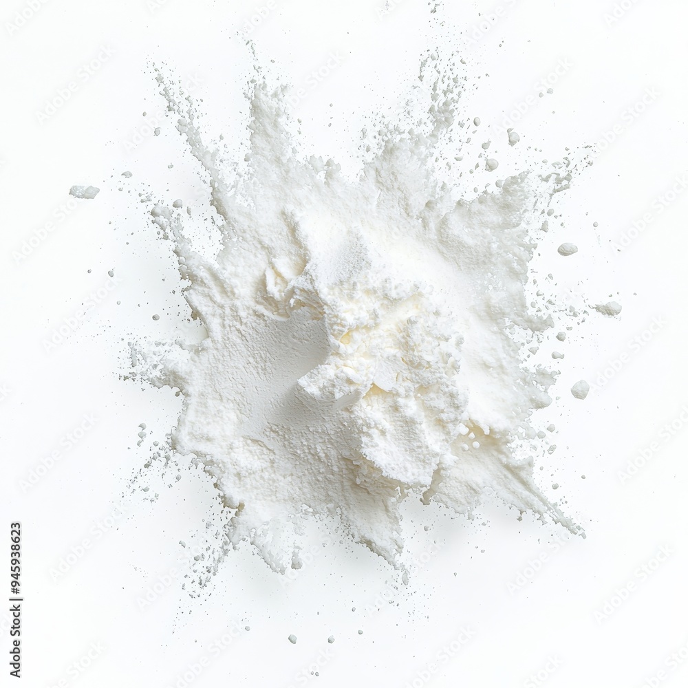 The image shows a white sugar explosion on a black background with an isolated transparent PNG file. The image shows a white sugar explosion on a black background with an isolated transparent PNG file.