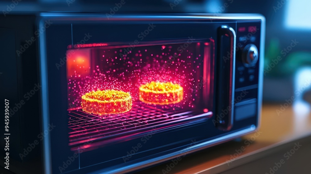 A digital cross section of a microwave in operation A digital cross section of a microwave in operation