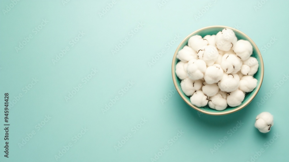 Fluffy Cotton Balls in Bowl with Copy Space Fluffy Cotton Balls in Bowl with Copy Space