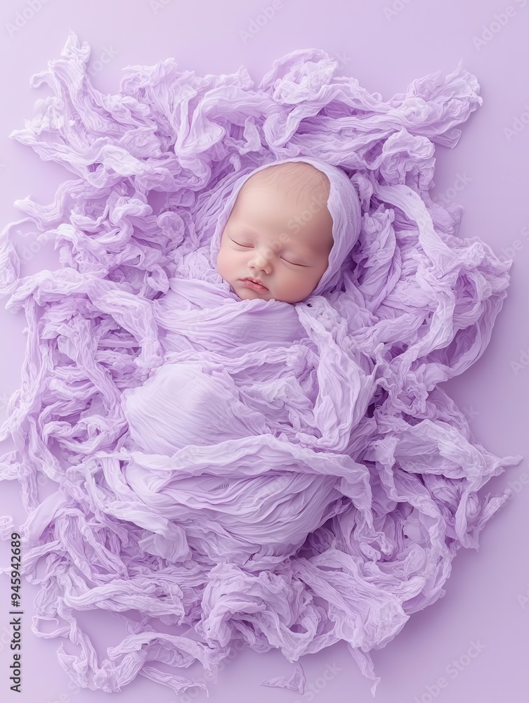 Haunted disguise on a newborn, eerie Halloween night, isolated on purple background. Haunted disguise on a newborn, eerie Halloween night, isolated on purple background.