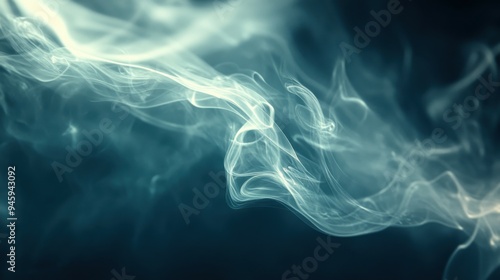 Ethereal swirl of soft smoke trails and light streams creating a mysterious atmosphere against a dark background, evoking a sense of intrigue and wonder.