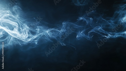 Ethereal swirl of soft smoke trails and light streams creating a mysterious atmosphere against a dark background, evoking a sense of intrigue and wonder.