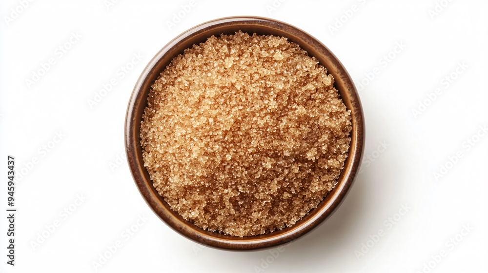 Top View of Brown Sugar in Bowl Isolated on White Background Top View of Brown Sugar in Bowl Isolated on White Background