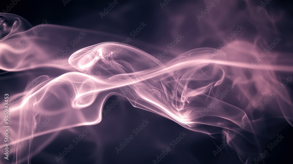 Obraz premium Ethereal swirl of soft smoke trails and light streams creating a mysterious atmosphere against a dark background, evoking a sense of intrigue and wonder.