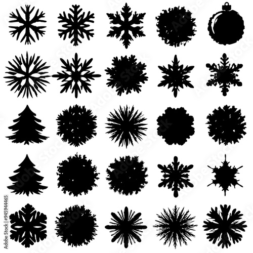 Wallpaper Mural Silhouettes of snowflakes and trees on a white background Torontodigital.ca