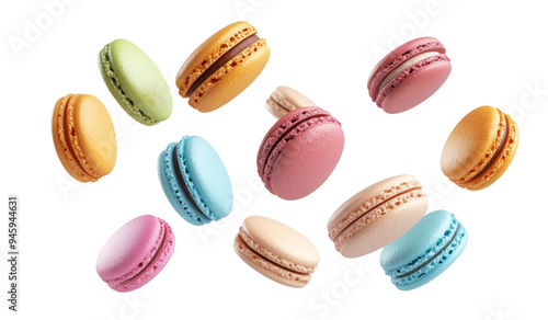 Wallpaper Mural Various colorful of macarons floating on the air , PNG  Torontodigital.ca