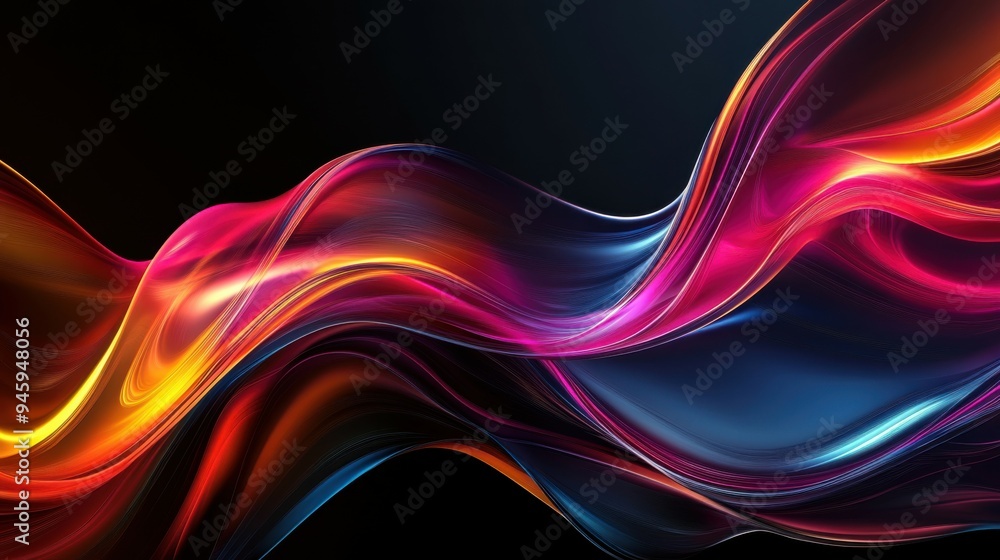Colorful flowing abstract patterns in smooth gradients against a dark background create a mesmerizing visual experience highlighting fluid motion and artistic expression. Colorful flowing abstract patterns in smooth gradients against a dark background create a mesmerizing visual experience highlighting fluid motion and artistic expression.
