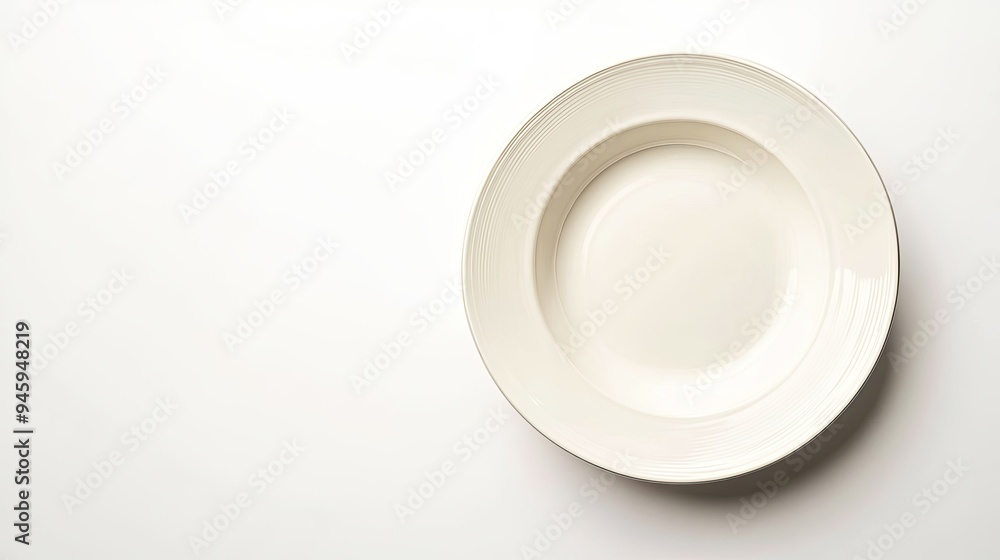 A classic ceramic soup plate isolated on a white background, showcasing its simple elegance with ample copy space A classic ceramic soup plate isolated on a white background, showcasing its simple elegance with ample copy space
