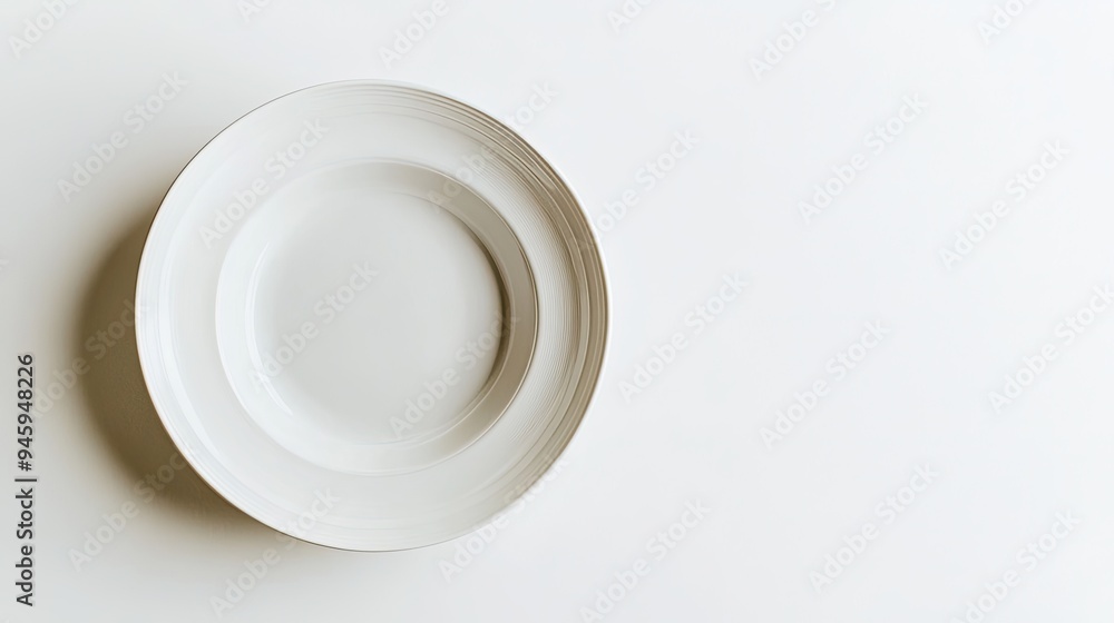 A classic ceramic soup plate isolated on a white background, showcasing its simple elegance with ample copy space A classic ceramic soup plate isolated on a white background, showcasing its simple elegance with ample copy space