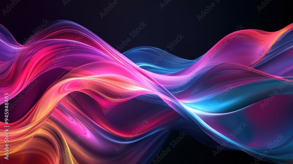 Colorful flowing abstract patterns in smooth gradients against a dark background create a mesmerizing visual experience highlighting fluid motion and artistic expression. Colorful flowing abstract patterns in smooth gradients against a dark background create a mesmerizing visual experience highlighting fluid motion and artistic expression.