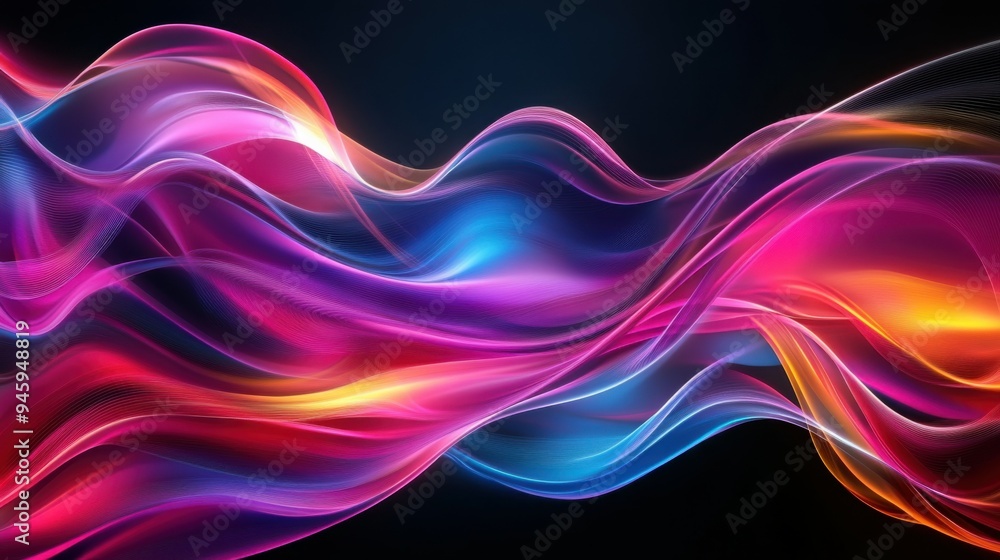Colorful flowing abstract patterns in smooth gradients against a dark background create a mesmerizing visual experience highlighting fluid motion and artistic expression. Colorful flowing abstract patterns in smooth gradients against a dark background create a mesmerizing visual experience highlighting fluid motion and artistic expression.