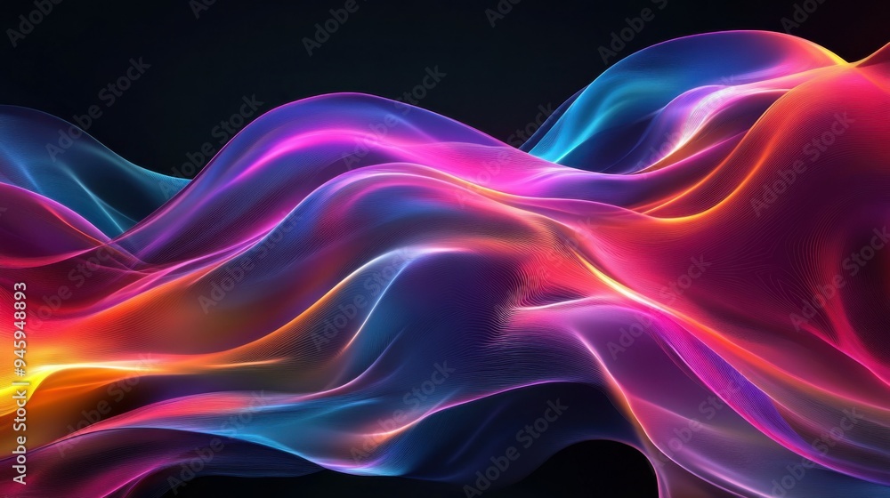 Colorful flowing abstract patterns in smooth gradients against a dark background create a mesmerizing visual experience highlighting fluid motion and artistic expression. Colorful flowing abstract patterns in smooth gradients against a dark background create a mesmerizing visual experience highlighting fluid motion and artistic expression.