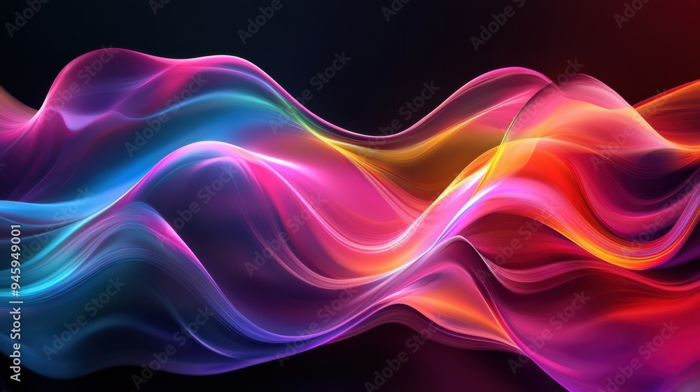 Colorful flowing abstract patterns in smooth gradients against a dark background create a mesmerizing visual experience highlighting fluid motion and artistic expression. Colorful flowing abstract patterns in smooth gradients against a dark background create a mesmerizing visual experience highlighting fluid motion and artistic expression.