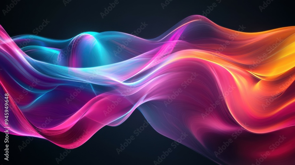 Colorful flowing abstract patterns in smooth gradients against a dark background create a mesmerizing visual experience highlighting fluid motion and artistic expression. Colorful flowing abstract patterns in smooth gradients against a dark background create a mesmerizing visual experience highlighting fluid motion and artistic expression.