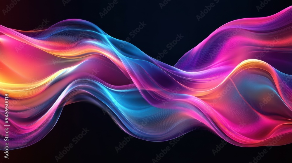 Colorful flowing abstract patterns in smooth gradients against a dark background create a mesmerizing visual experience highlighting fluid motion and artistic expression. Colorful flowing abstract patterns in smooth gradients against a dark background create a mesmerizing visual experience highlighting fluid motion and artistic expression.