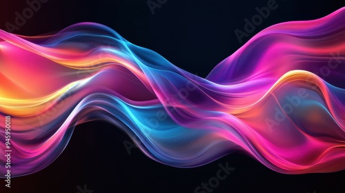 Colorful flowing abstract patterns in smooth gradients against a dark background create a mesmerizing visual experience highlighting fluid motion and artistic expression.