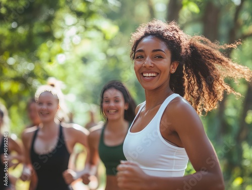 Fototapeta Naklejka Na Ścianę i Meble -  couple jogging in park