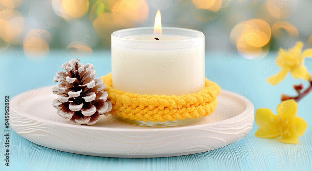 Candle with Pine Cone and Knitted Cozy Candle with Pine Cone and Knitted Cozy