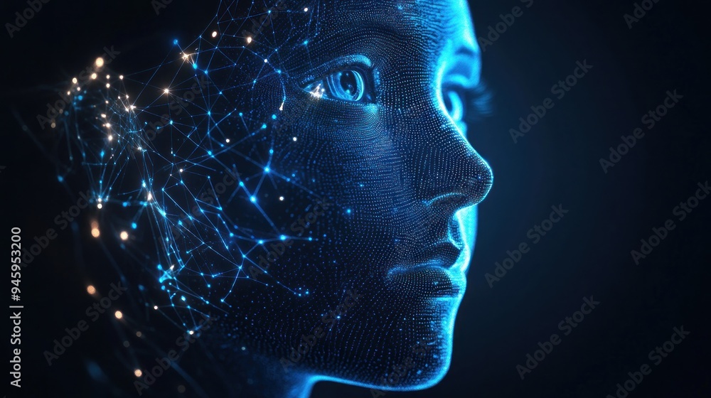 Obraz premium Digital Portrait: Abstract Human Face