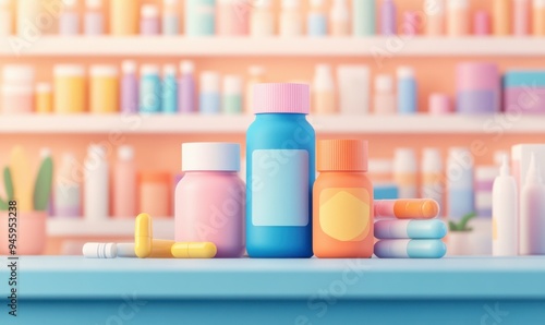 Wallpaper Mural A cozy bedside table with a modern pill organizer, welcoming lamp, and an alarm clock for a soothing nighttime routine. Torontodigital.ca