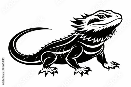 Bearded dragon silhouette vector icon illustration