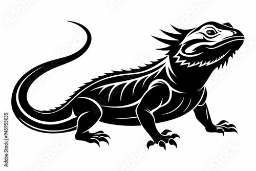 Bearded dragon silhouette vector icon illustration