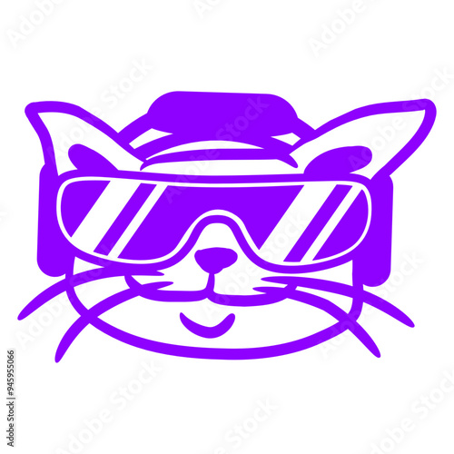 Funny Cute Cat Pet Small Kitten Face Head Animal Headphone Sunglasses Music Listen Loud Bass Sound DJ Party Night Clubber Raver Disco Club Band Concert Techno Discothek Cool Love Humor Funny Fun