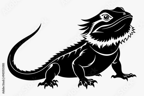 Bearded dragon silhouette vector icon illustration