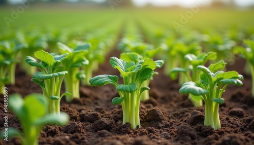 Vibrant green sprouts in a field symbolizing growth and renewal