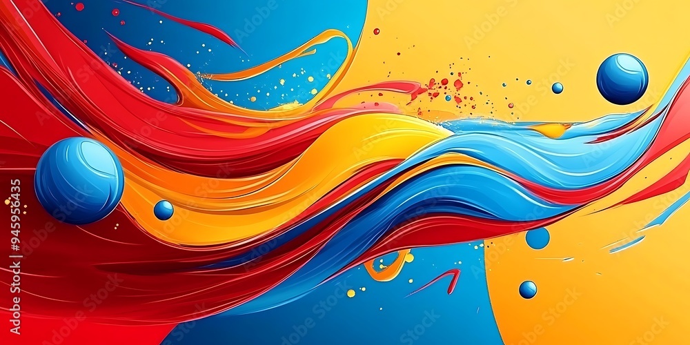 Abstract background with colorful paint strokes and spheres Abstract background with colorful paint strokes and spheres