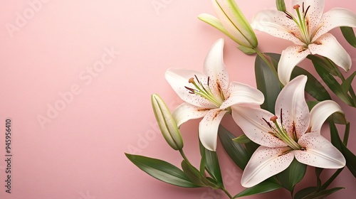 Exquisite Composition of Blooming Lily Flowers in Full Bloom