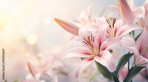 Beautiful Blooming Lily Flowers Composition photo