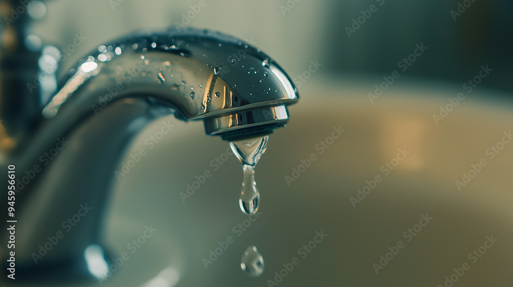 Close-up of a Dripping Faucet in a Bathroom Sink Close-up of a Dripping Faucet in a Bathroom Sink