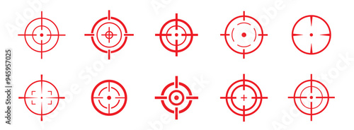 Target vector icon illustration. Set of target icon. Crosshairs icon set. Bullseye symbol collection.