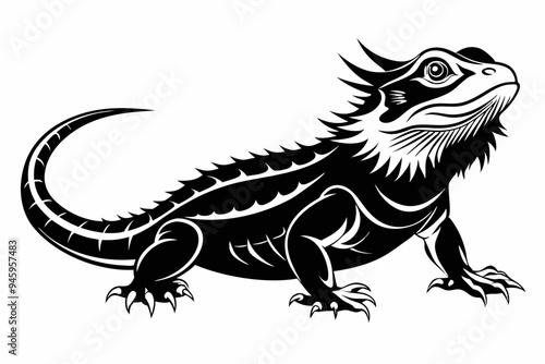 Bearded dragon silhouette vector icon illustration