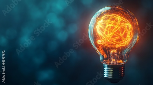 Conceptual image of an abstract glowing light bulb design with copy space for creative concepts ideas and digital artwork