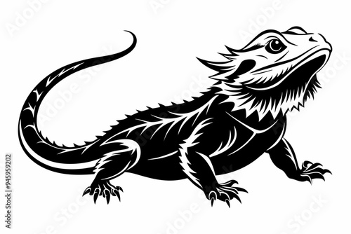 Bearded dragon silhouette vector icon illustration