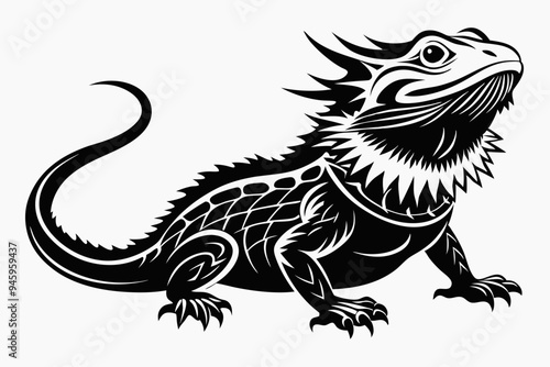 Bearded dragon silhouette vector icon illustration