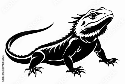 Bearded dragon silhouette vector icon illustration