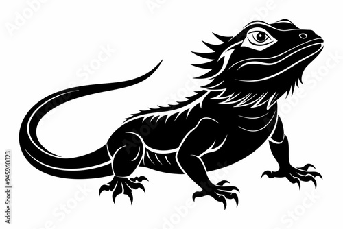 Bearded dragon silhouette vector icon illustration