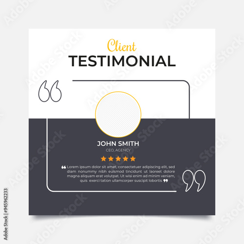 Client feedback or customer testimonial social media post design template.