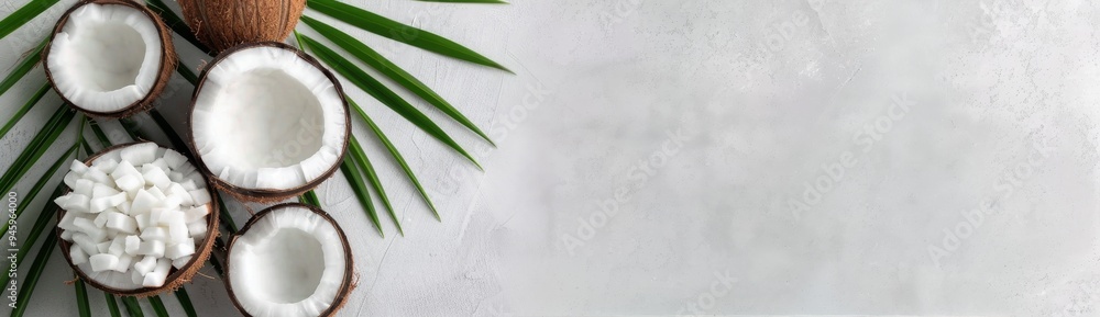Coconut and Palm Leaf Still Life Coconut and Palm Leaf Still Life