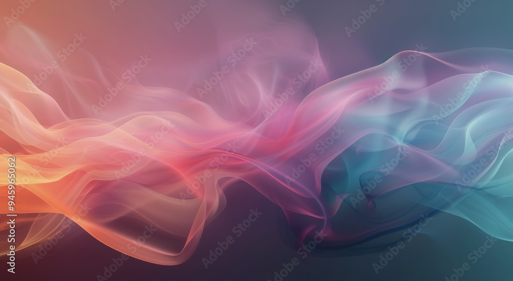 Obraz premium Colorful Abstract Smoke Waves Flowing in Smooth Patterns