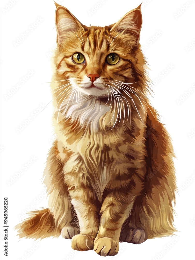 A cat with a yellow face is sitting on a white background. The cat has a very cute and friendly expression , ai A cat with a yellow face is sitting on a white background. The cat has a very cute and friendly expression , ai