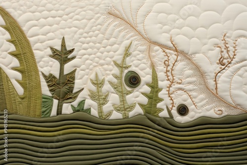 A minimal nature border applique pattern textile. photo