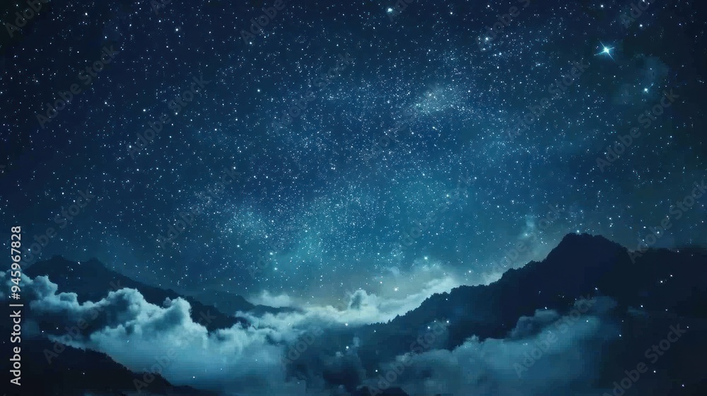 The sky is filled with stars and clouds The sky is filled with stars and clouds