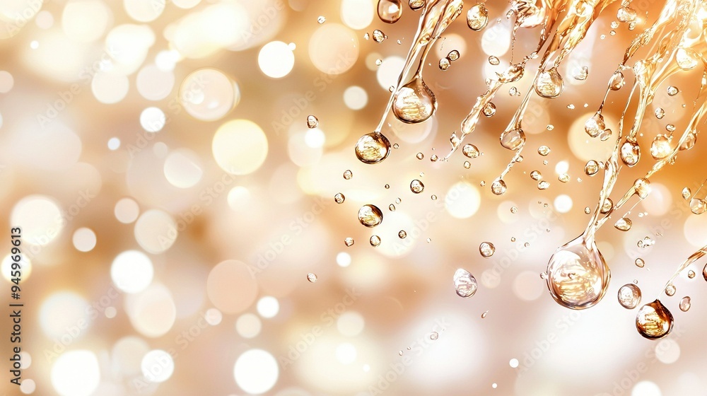 A close-up of a water droplet on a window with a bouquet of light in the background A close-up of a water droplet on a window with a bouquet of light in the background