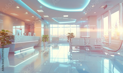 a bright modern professional clinic medical space emerge with office and medical equipments all in one healthcare center concept background photo